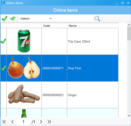 Online Items Table